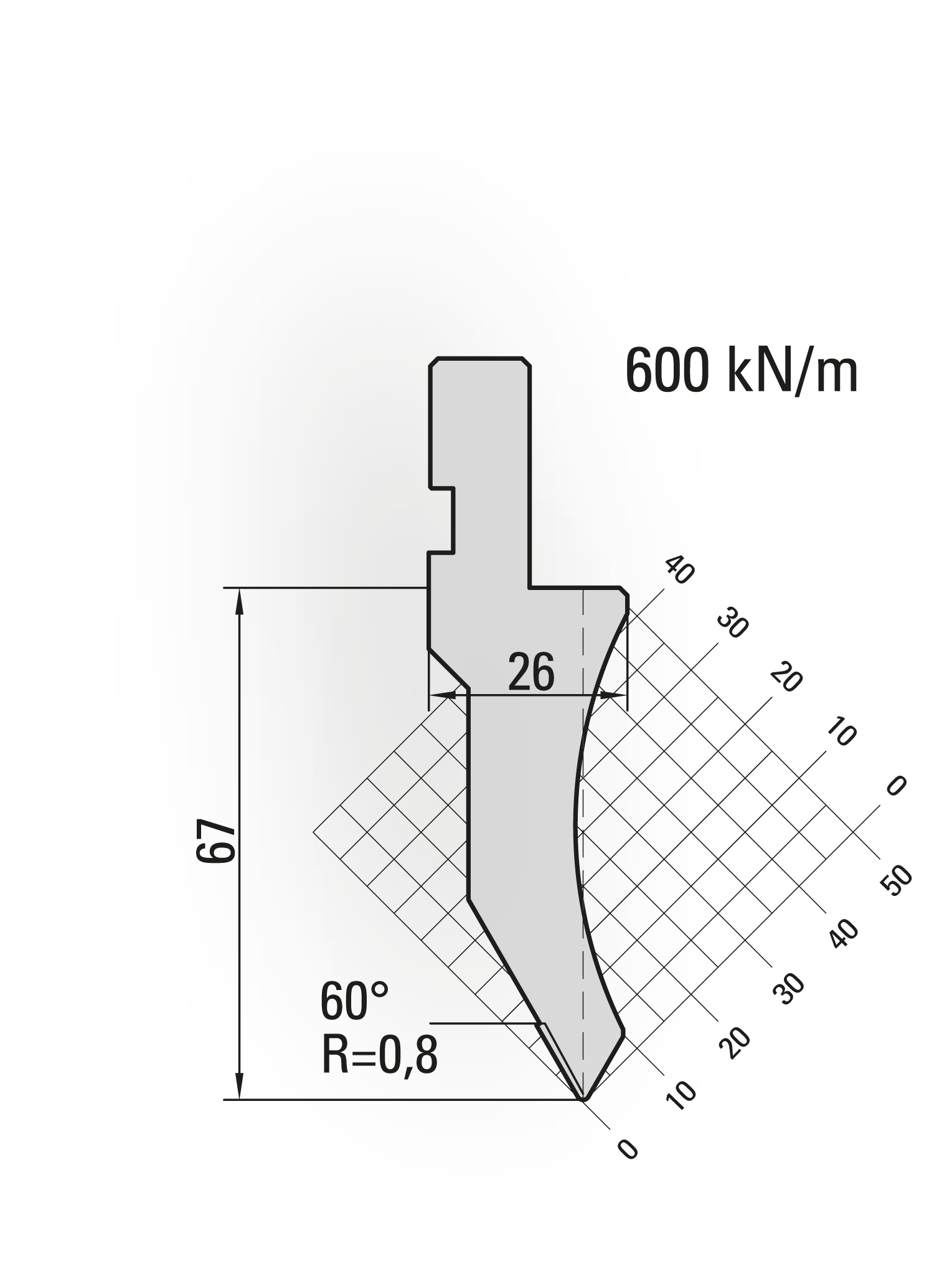 10.142-835 60° / R=0,8 / H=67 / L=835 mm