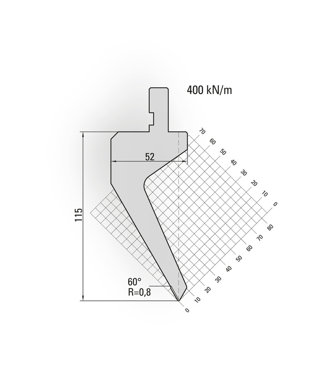 10.500-835 60° / R=0,8 / H=115 / L=835 mm