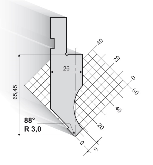 11.101-835 88° / R=3,0 / H=65,45 / L=835 mm
Alleen op aanvraag - standaard 85°