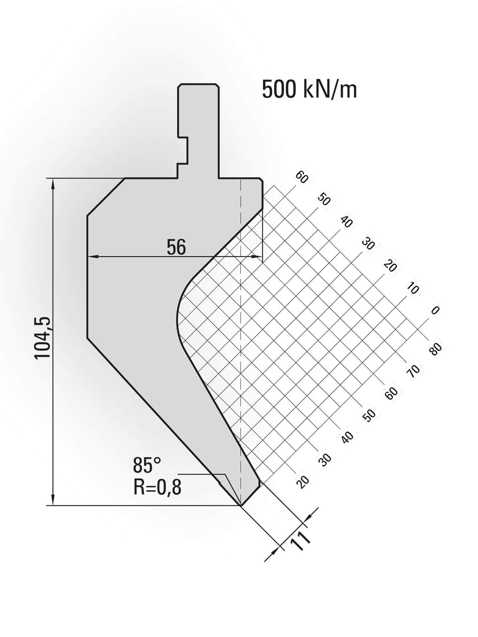 11.151-835X Bovenger.85°/R=0,8/H=104,5/L=835 mm
opm. 1 stuks