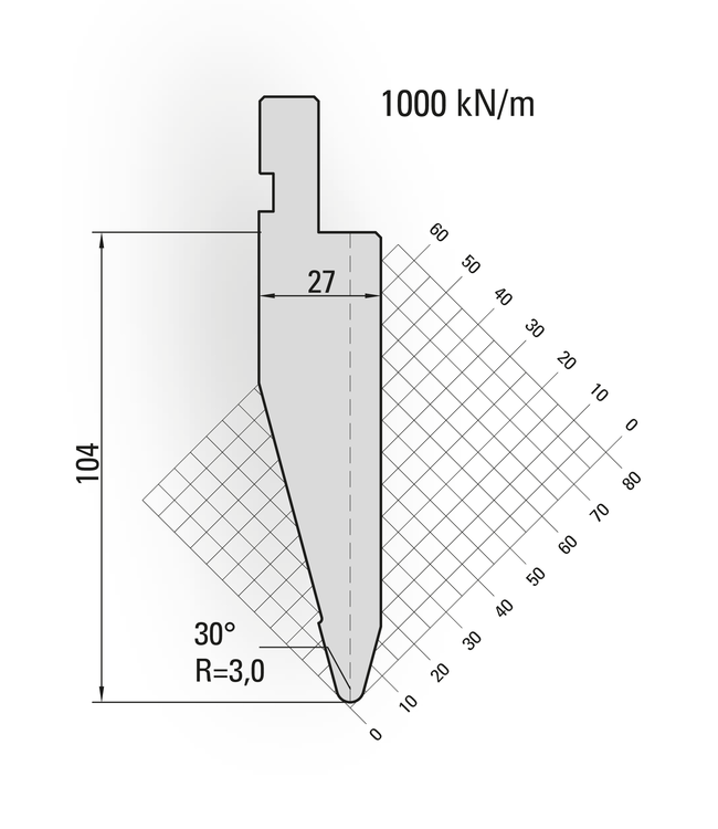 11.528-835 30° / R=3,0 / H=104 / L=835 mm