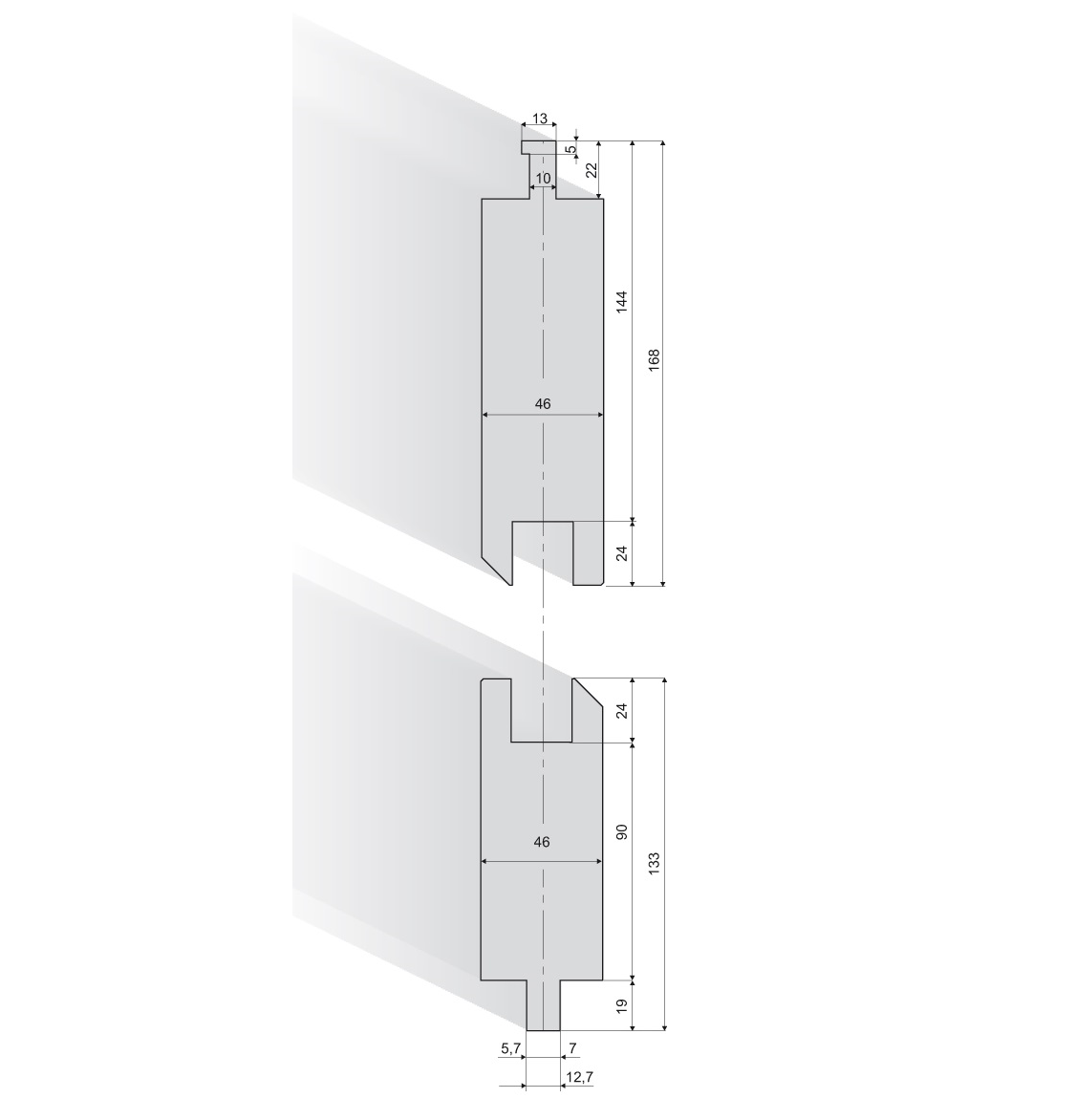 16.050-835 Houder tbv Z-Buiggereedschap / H=168 / L=835 mm- op aanvraag -