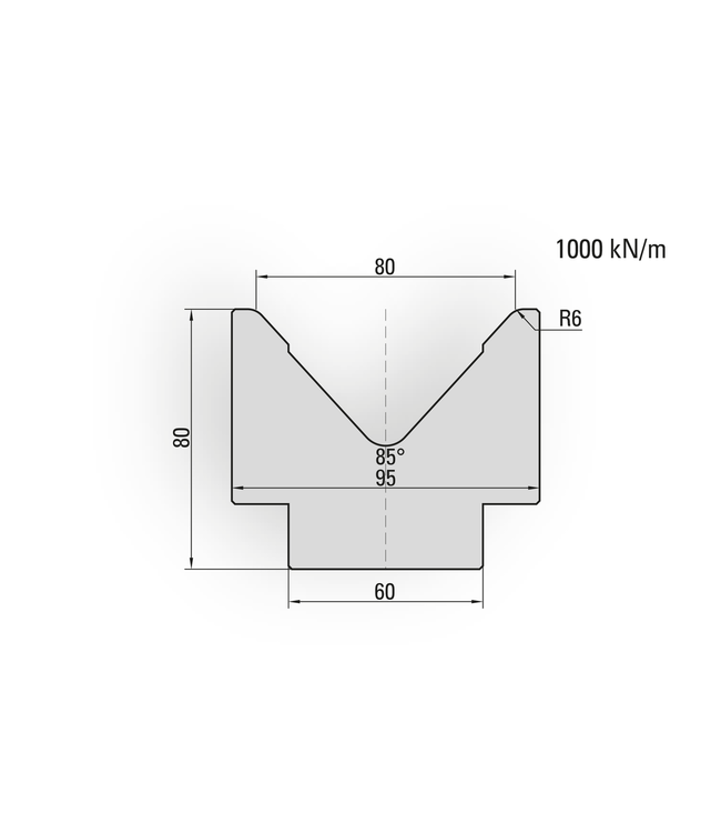 20.214-835 1-V Matrijs / 85° / V=80 / L=835 mm