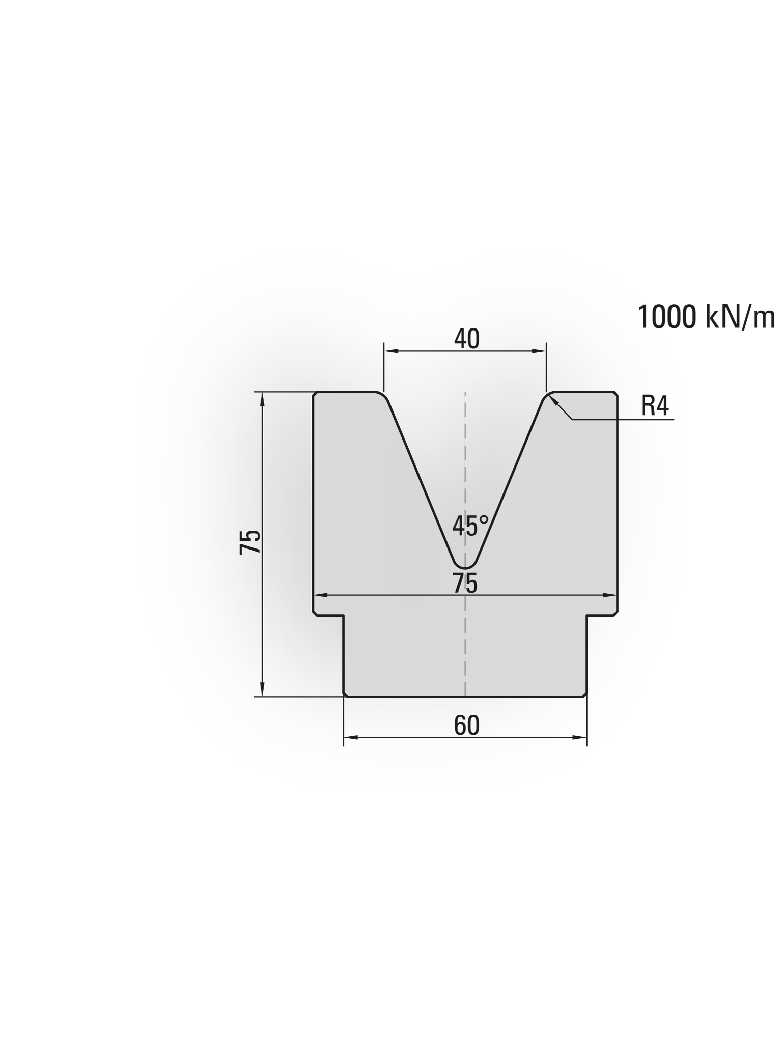 20.440-835 1-V Matrijs / 45° / V=40 / L=835 mm