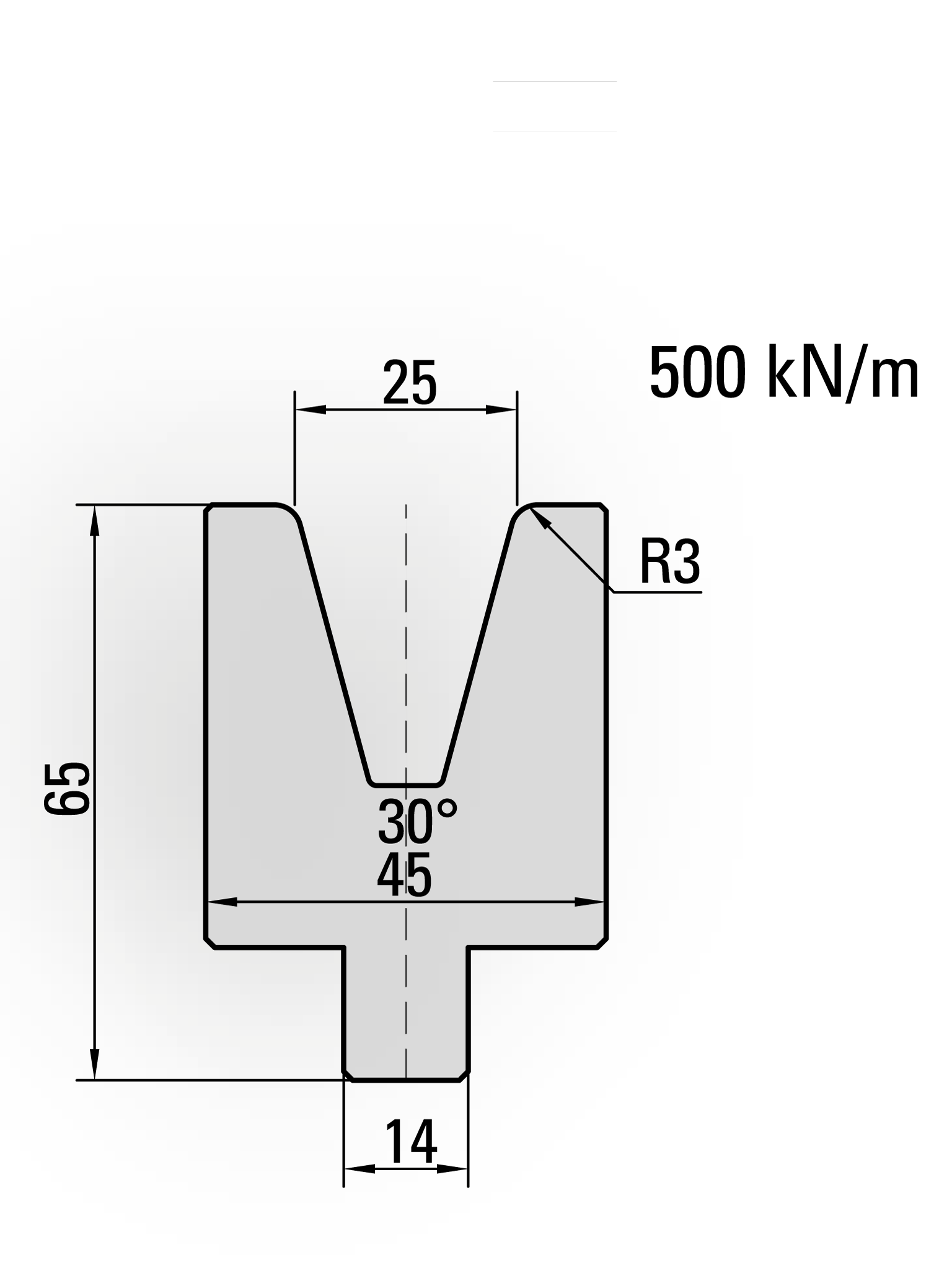 22.325-835 1-V Matrijs / 30° / V=25 / L=835 mm