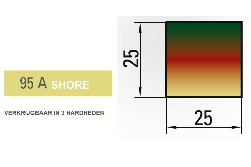 34.195-835 PU-Kussen 25x25 / 95 Shore / L=835 mm