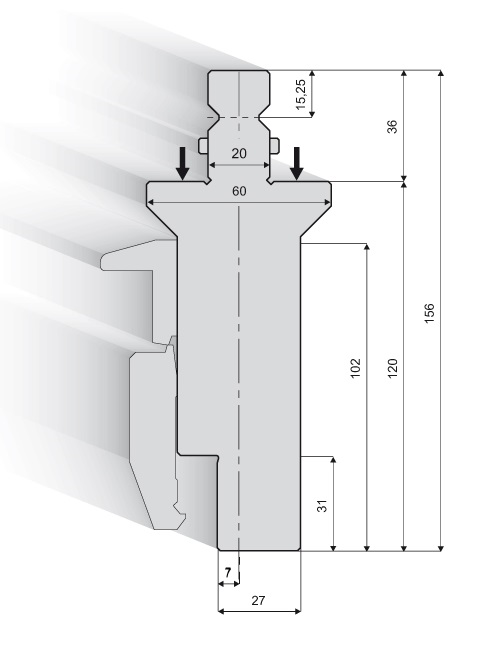 50.945 Bovengereedschap Adapter Systeem B type Swing