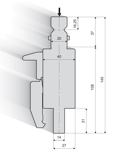 50.972 Bovengereedschap Adapter Systeem B type Swing