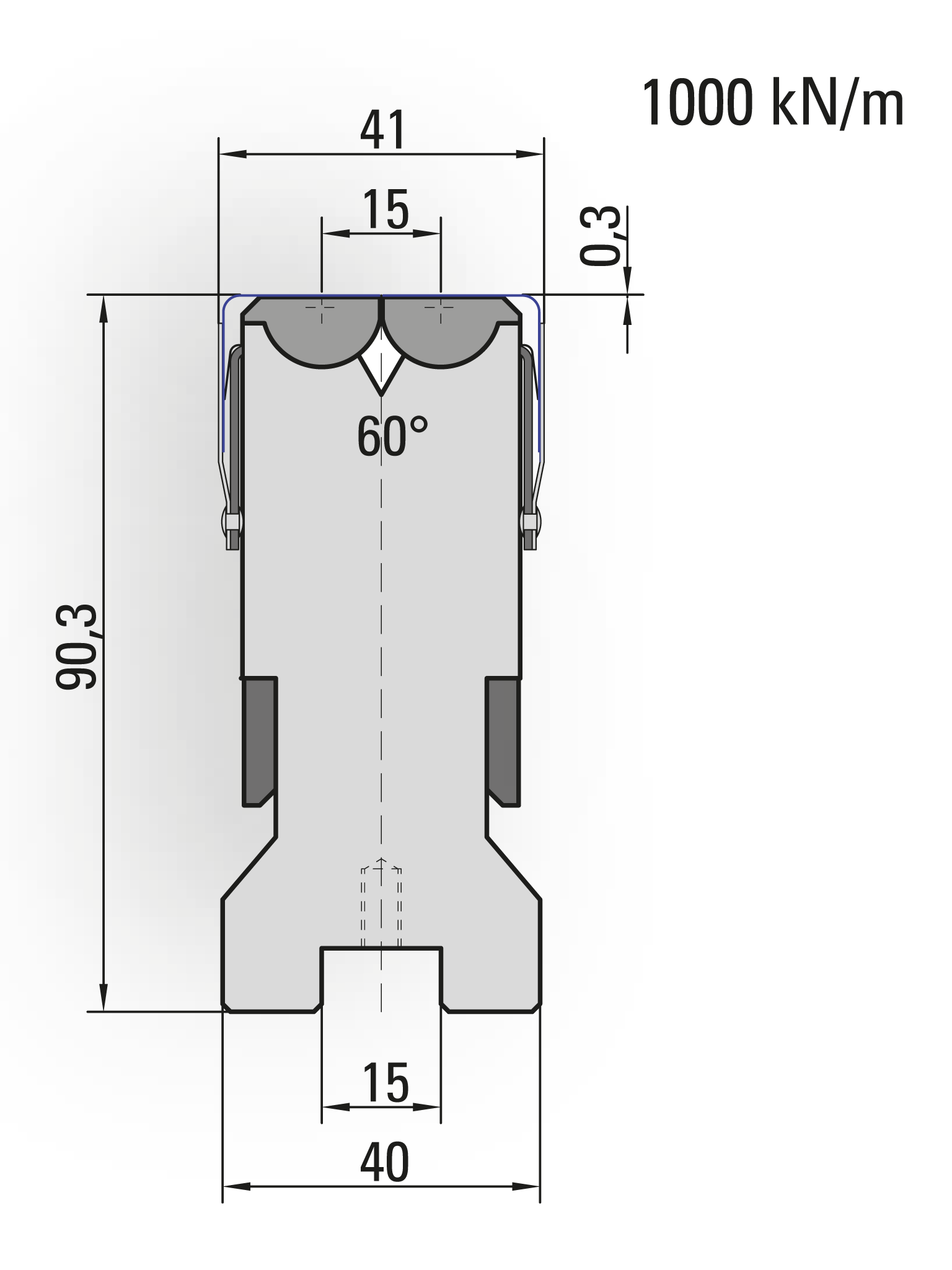 62.350-500 WingBend Matrijs / 60° / V=15 / L=500 mm