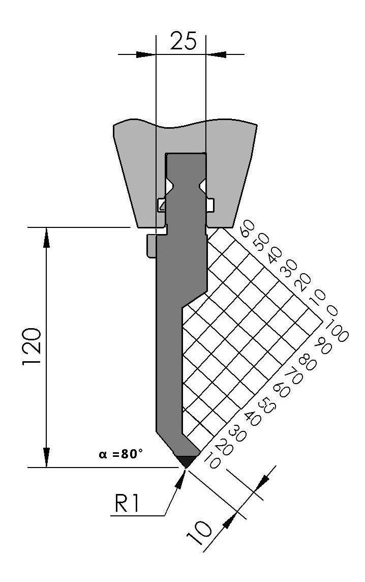 W101476 BIU-012/1 - 80° - R=1,0 - H=120 - L=515 mm