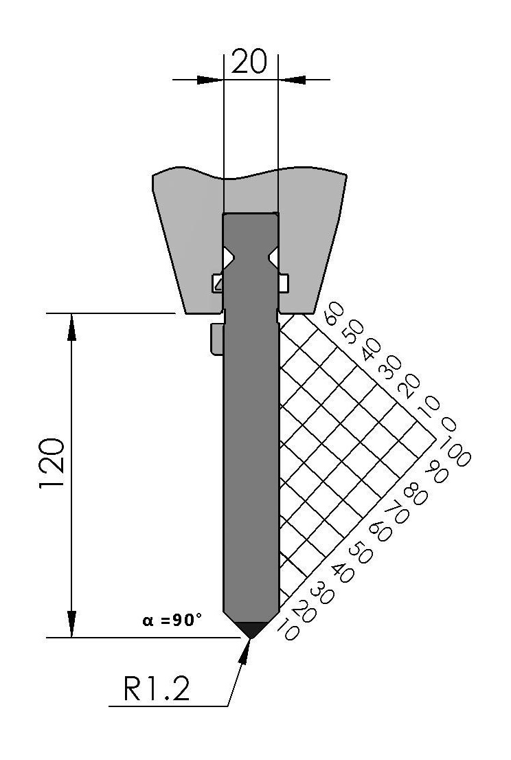 W101500 BIU-016/1 - 90° - R=1,2 - H=120 - L=515 mm