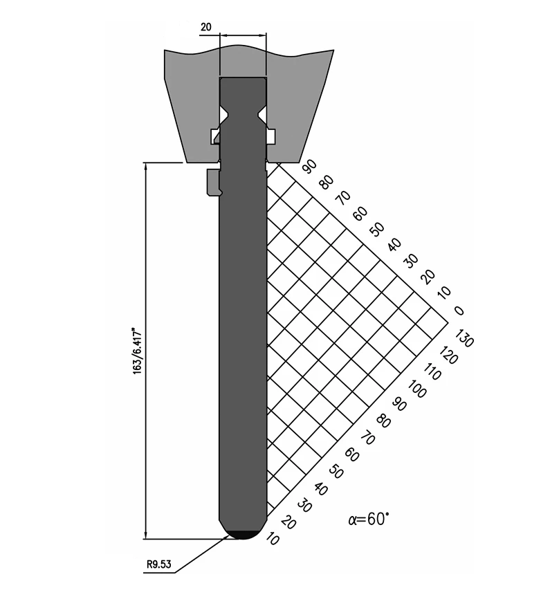 W395868 BIU-137/1 - 60° - R=6,0 - H=163 - L=515 mm