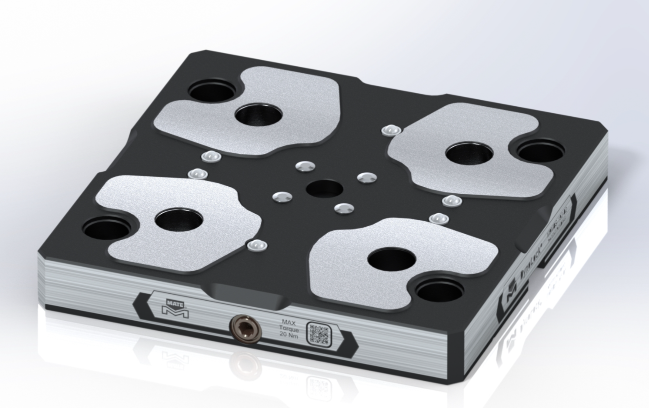 M9MBS-192-02 Dynolock 96 Serie  Werkstukopspansystemen  Vierkant
Afmeting 192,0 x 192,0 mm
v.v. Montage gaten 120x150 mm
63,0 mm T-Sleuf t.b.v.montage