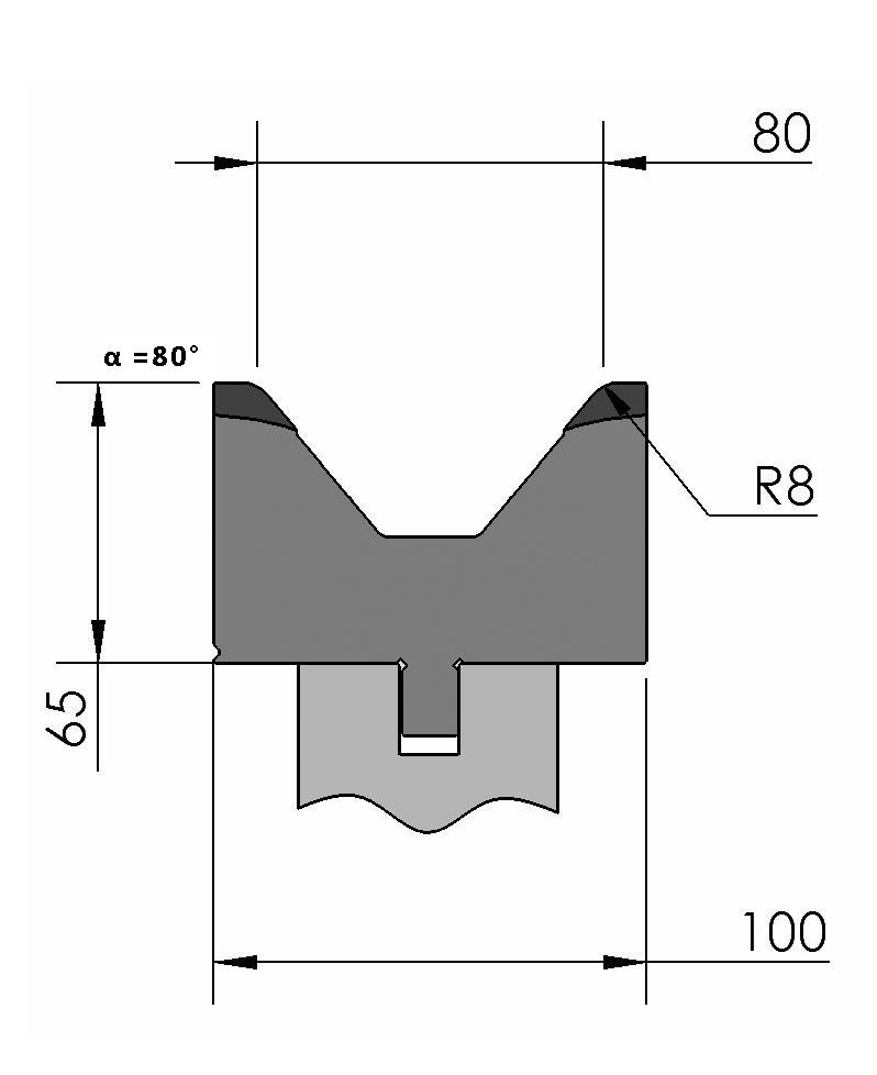W276947 OZU-017/1 - V=80  - 80° - R=8,0 - L=515 mm