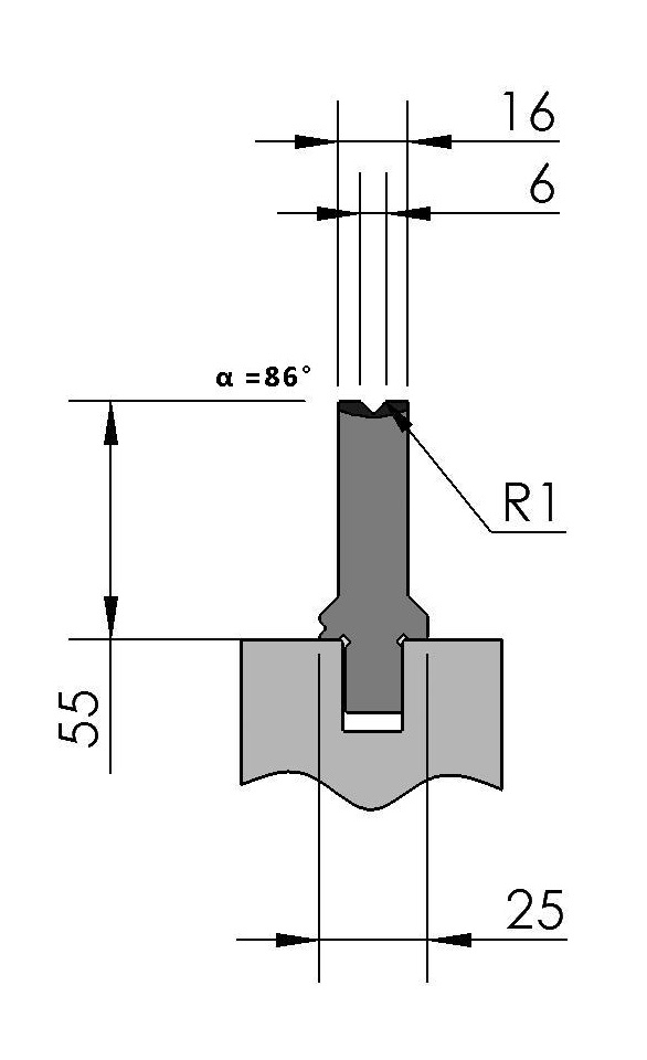 W276955 OZU-021/1 - V=6  - 86° - R=1,0 - L=515 mm