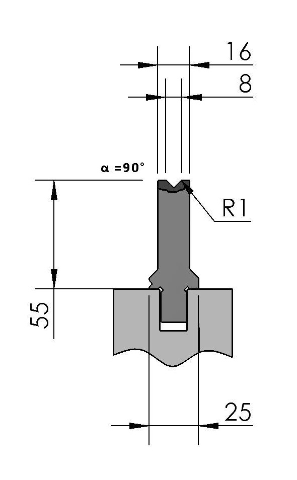 W276999 OZU-042/1 - V=8  - 90° - R=1,0 - L=515 mm