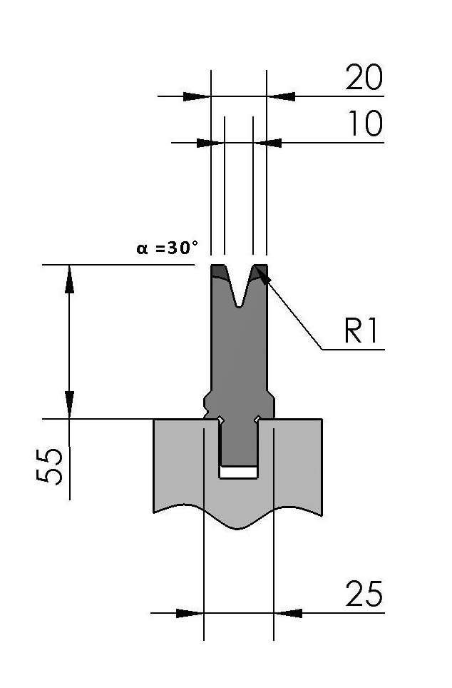 W277057 OZU-062/1 - V=10  - 30° - R=1,0 - L=515 mm