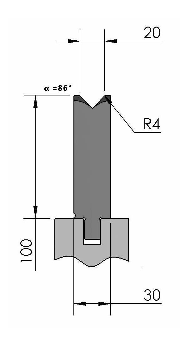 W277146 OZU-323/1 - V=20  - 86° - R=4,0 - L=515 mm