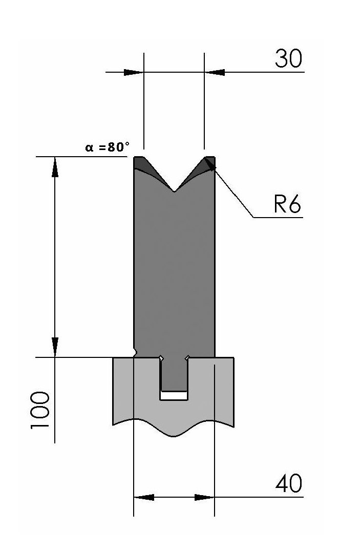 W277152 OZU-324/1 - V=30  - 80° - R=6,0 - L=515 mm