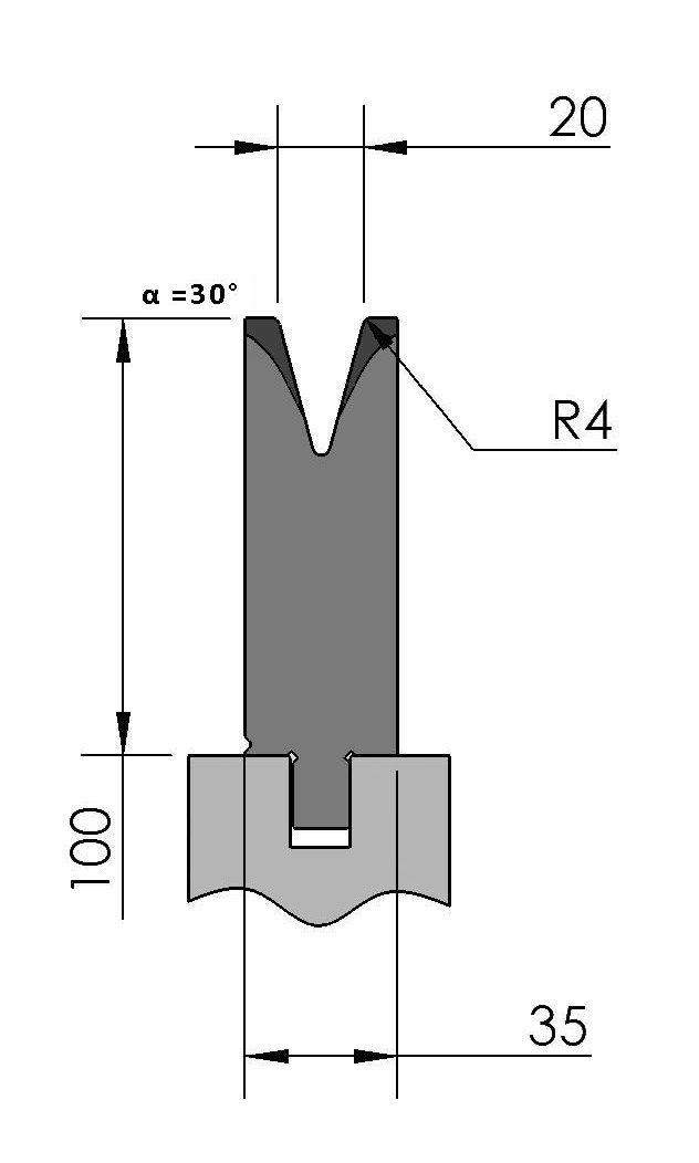 W277277 OZU-363/1 - V=20  - 30° - R=4,0 - L=515 mm