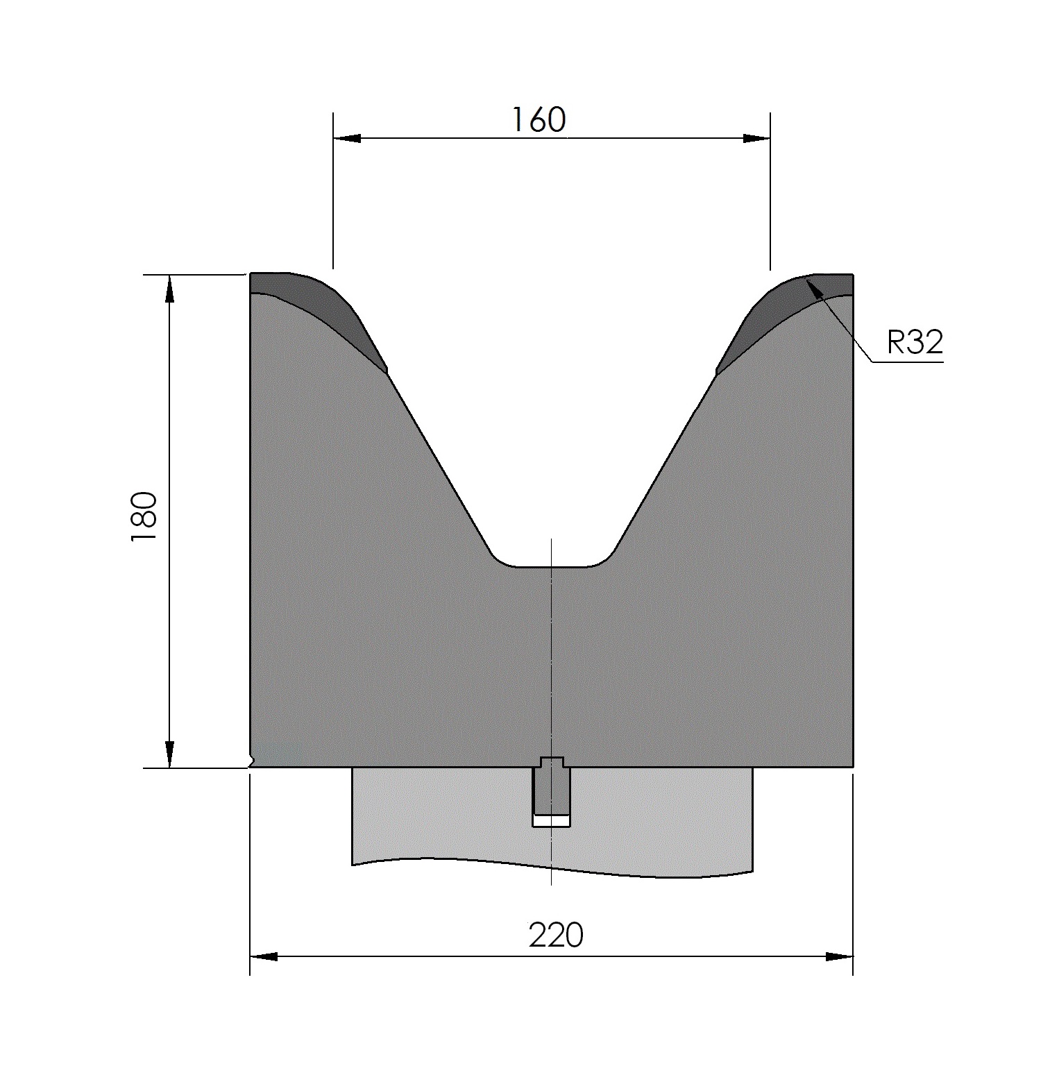 W352162 OZU-HD-375/1 - V=160  - 60° - R=32,0 - L=515 mm