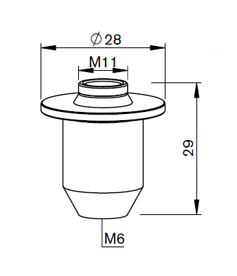 PT406-0334 PT-ADAPTER L=30 FOR TR-NOZZLE M6
