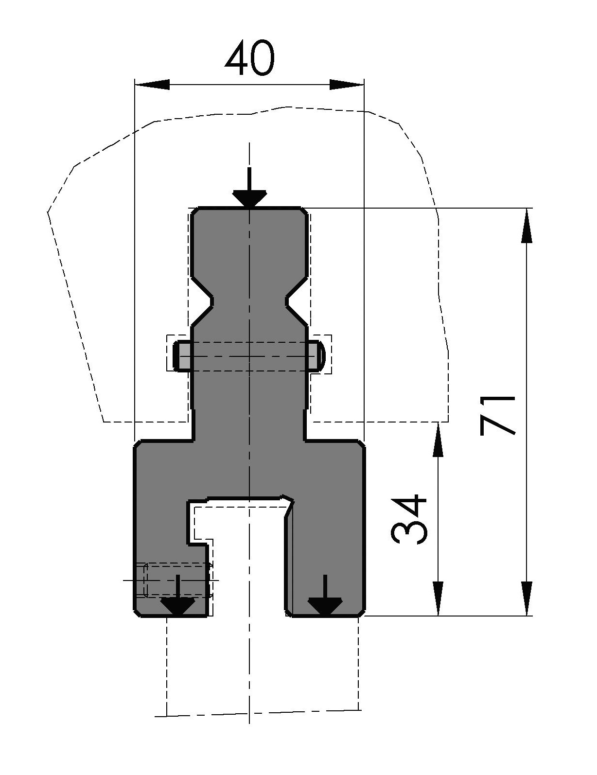 W278692 Tussenstuk TSU-023/1 - H=34 - L=515 mm